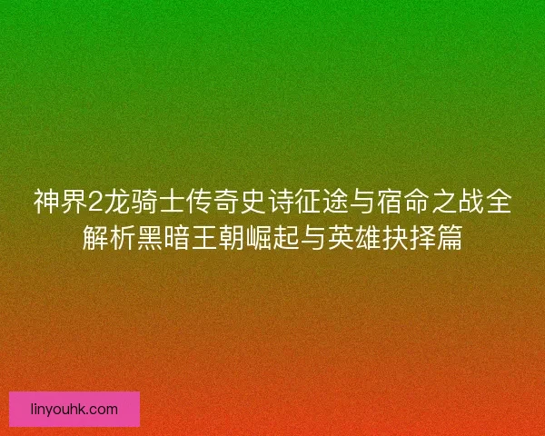 神界2龙骑士传奇史诗征途与宿命之战全解析黑暗王朝崛起与英雄抉择篇