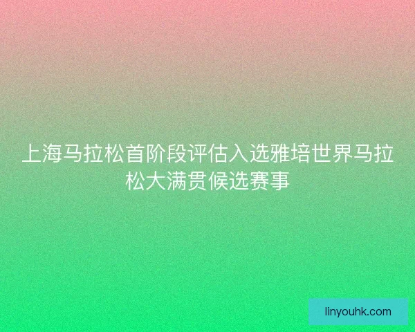 上海马拉松首阶段评估入选雅培世界马拉松大满贯候选赛事